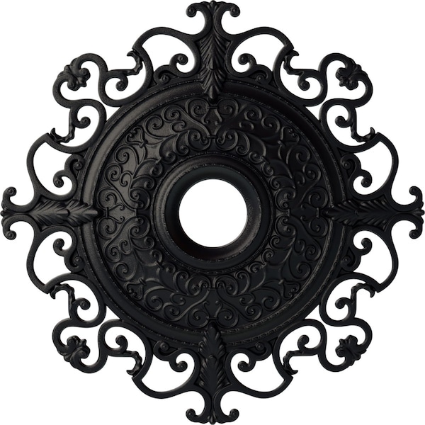Ekena Millwork Orleans Ceiling Medallion (Fits Canopies up to 8 1/4"), 38 3/8"OD x 6 5/8"ID x 2 7/8"P, Steel Gray CM38OLSGS - main